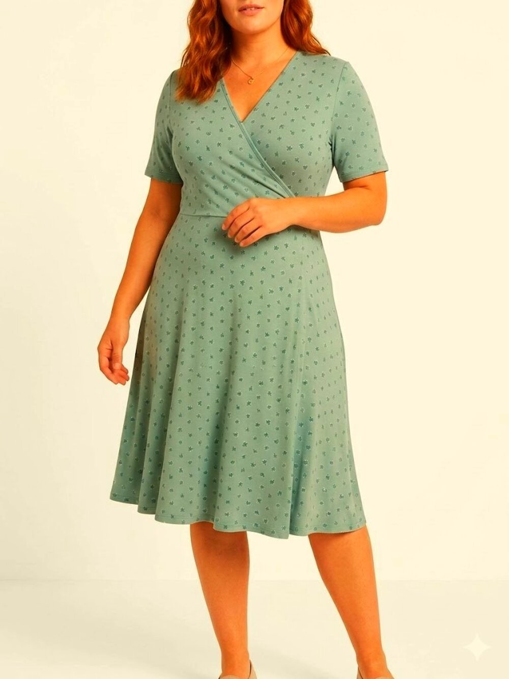 41 Hawthorn Light Teal Crossover Front Pull On Casual Stretch Dress NEW- Sz. Med